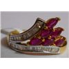 Image 1 : 2.639g Ring in 14kt 2.466g Gold,0.24 Ctw Diamond,0.6 Ctw Ruby