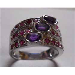 5.840g Ring of Ruby and Amethyst Sterling Silver