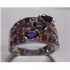 Image 1 : 5.840g Ring of Ruby and Amethyst Sterling Silver