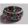 Image 1 : 7.810g Ring of Emerald,Ruby and Sapphire in Silver
