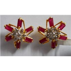 5.045g Earring in 14kt 4.551g Gold,0.65 Ctw Diamond,1.82 Ctw Ruby