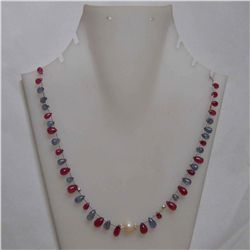 Tanzanite,Ruby,Pearl 88.20 CTW Necklace