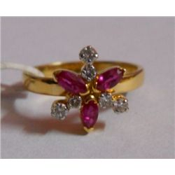 3.084g Ring in 14kt 2.962g Gold,0.2 Ctw Diamond,0.41 Ctw  Ruby