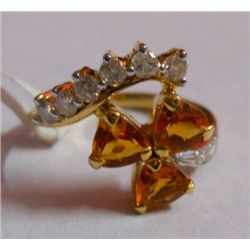 3.136g Ring in 14kt 2.82g Gold,0.44 Ctw Diamond,1.14 Ctw Citrine
