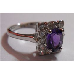 3.120g Amethyst and CZ Ring Sterling Silver