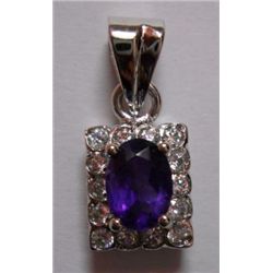 Amethyst and CZ 2.320g Pendant Sterling Silver