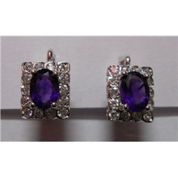 Amethyst and CZ Earring weight 4.700g in silver