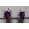 Image 1 : Amethyst and CZ Earring weight 4.700g in silver