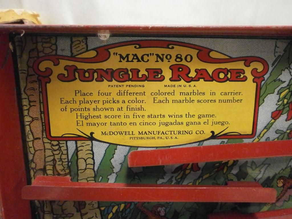 McDowell Antique Jungle Race Marble Game