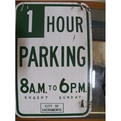 Porcelain 1 Hour Parking Sign