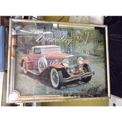 Duesenberg Clock Framed  Under Glass