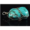 Image 2 : NATURAL 249.40CTW TURQUOISE WIRE WRAPPED PENDANT