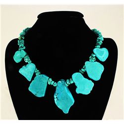 689.50CTW BOLD BIG CHUNKY TURQUOISE FASHION NECKLACE
