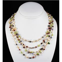 147.60CTW Multi Color Thread Freshwater Pearl Necklace