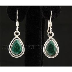 EMERALD BERYL 22.06CTW MINI SILVER HOOK EARRING