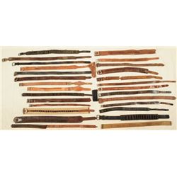 Collection of 27 Old Leather Gun Belts