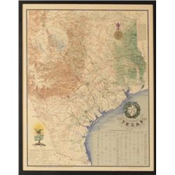 Texas Sesquicentennial Map Signed 1986