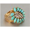 Image 1 : 18k Gold Diamond and Turquoise Ring