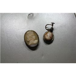 Cameo pin & One Cameo Earring