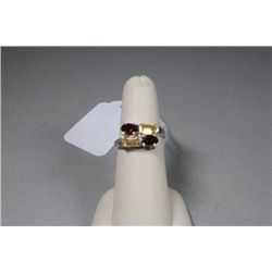 Sterling Ring w Garnets/Topaz Size 6 3/4
