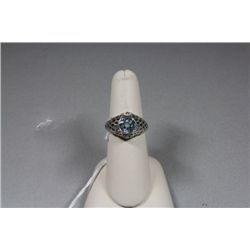 Sterling Ring w Two Carat Aquamarine Stone, Size 7 3/4
