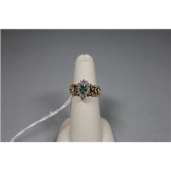 10K Yellow Gold Diamond Ring Emerald