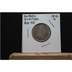 Nice 1916D Barber Quarter AU-55