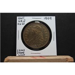Nice 1809 Bust Half Dollar, AU-55