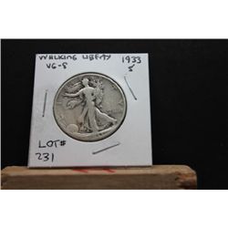 1933S Walking Liberty Half, VG-8