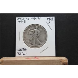 1933S Walking Liberty Half, VG-8