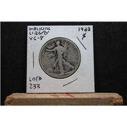 1833S Walking Liberty Half, VG-8