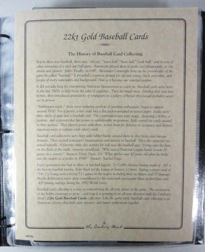 22kt gold baseball cards by the danbury mint (50 cards) series 1 set 22kt gold baseball cards