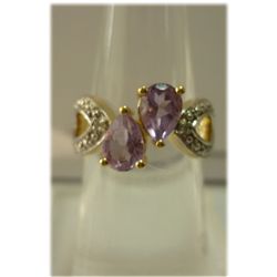 21.45 ctw 14K Gold Plated silver amethyst Ring