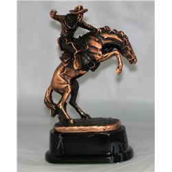 BRASS STATUE OF MAN RIDDING A HORSE