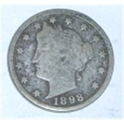 1898 LIBERTY HEAD "V" NICKEL RED BOOK VALUE IS $18.00+ *RARE FINE GRADE*!!