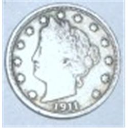 1911 LIBERTY HEAD "V" NICKEL RED BOOK VALUE IS $20.00+ *NICE EARLY NICKEL VERY FINE GRADE*!!