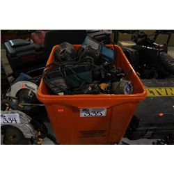 BIN OF ASSORTED POWER TOOLS