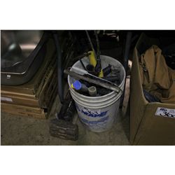 LOT OF ASSORTED TOOLS AND SLEDGE HAMMERS