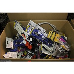 BOX OF BUNGEE CORDS AND STRAPS