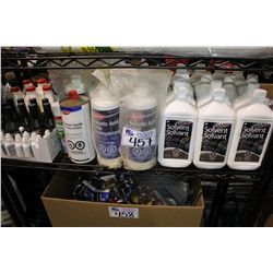 SHELF OF ASSORTED SOLVENTS