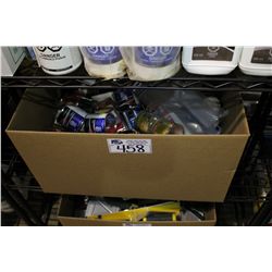 BOX OF ASSORTED PAINT AND GLUE