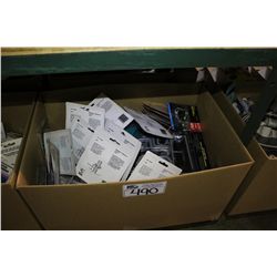 BOX OF DOOR HARDWARE AND HOOKS