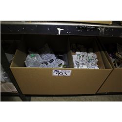 LOT OF CABLE CLAMS AND DOOR HARDWARE