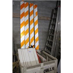 LOT OF ROAD SIGNS & BARRIERS