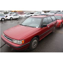1991 RED SUBARU LEGACY 16 VALVE 4 DR SW 216,769KM