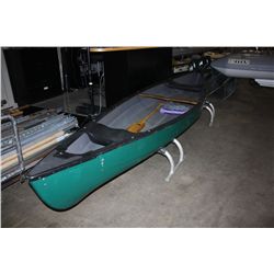 15FT7 GREEN FIBERGLASS CANOE