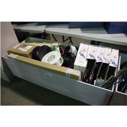 GREY MOBILE BIN OF MARINE PARTS AND HOSE