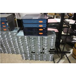 STACK OF METAL PARTS DRAWERS AND CONTENTS