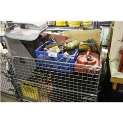 METAL BIN OF ASSORTED MARINE TOOLS AND PARTS