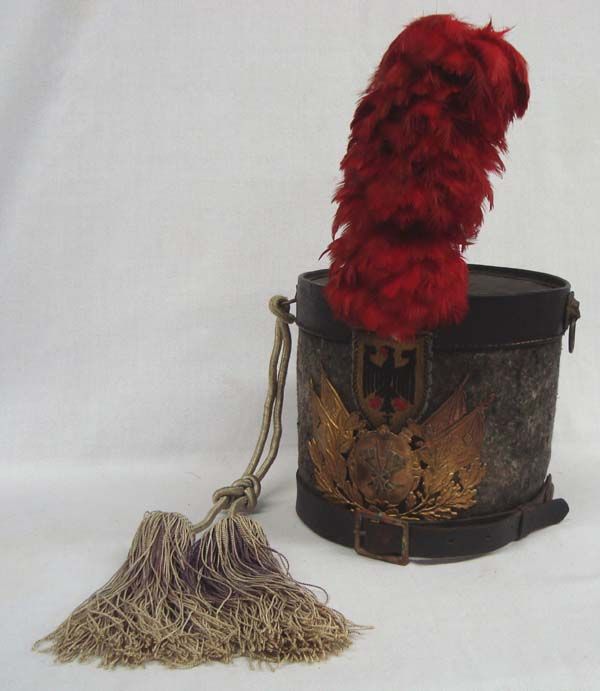Antique Military Leather Felt Plume Hat